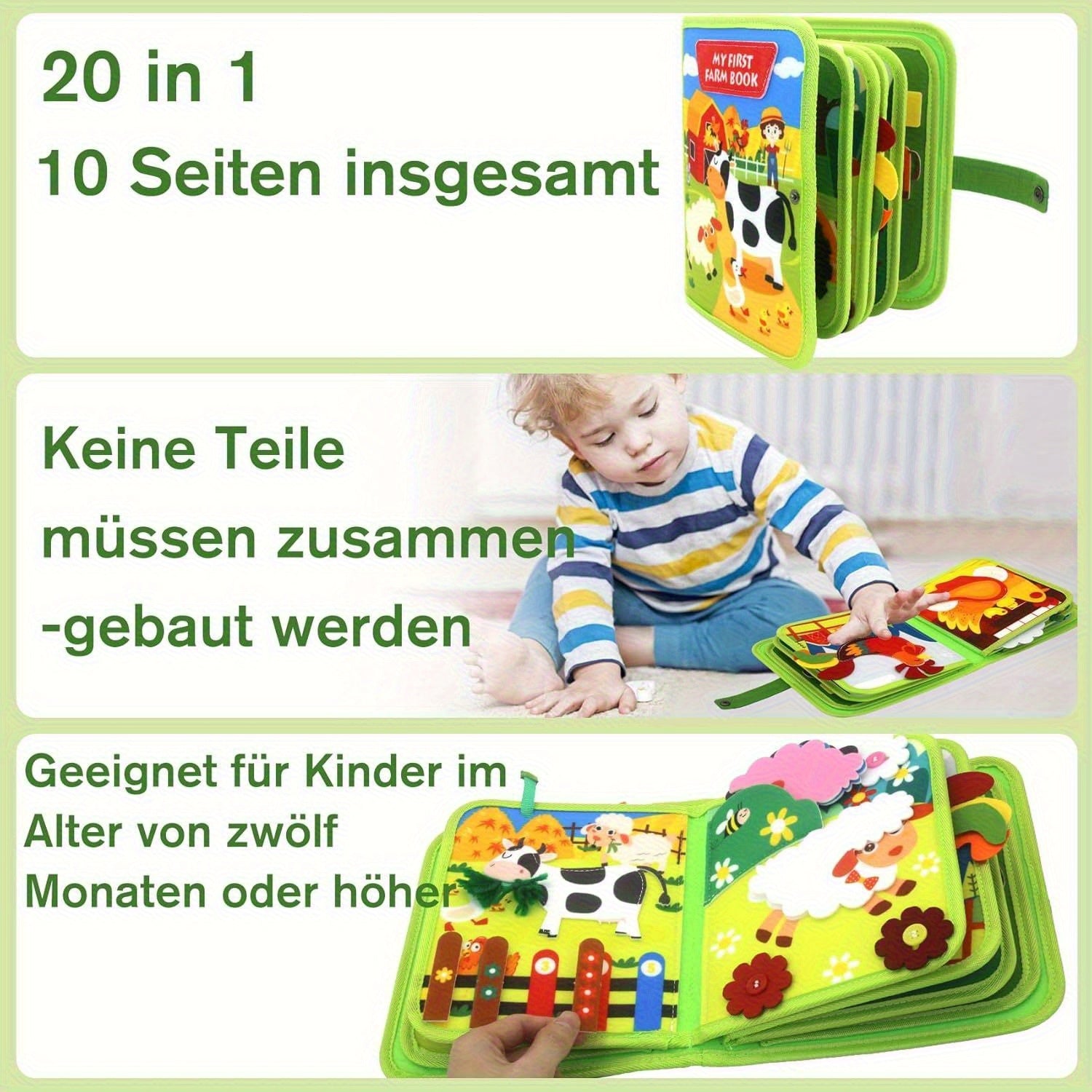Kids Learning Toy Set: Felt Learning Board, Busy Board, Busy Book, Preschool Activity Toys for Life Skills, Letters, Numbers, Shapes, Colors, Animals, Weather, Travel Toys for Toddlers, Easter, Christmas, Birthday, Holiday Gi
